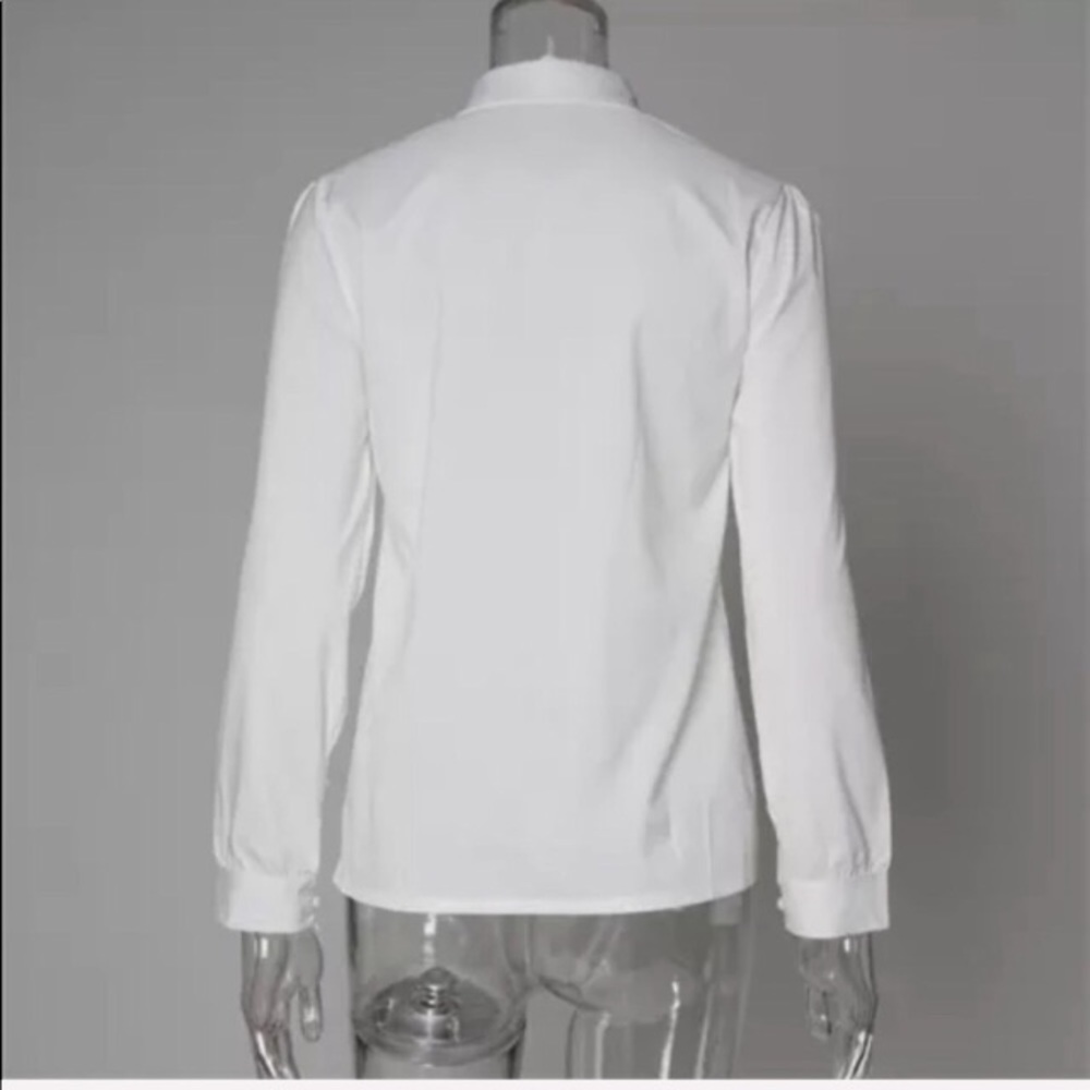 The Ava • Crisp White Button Up Blouse PTP 21” - Picture 5 of 7